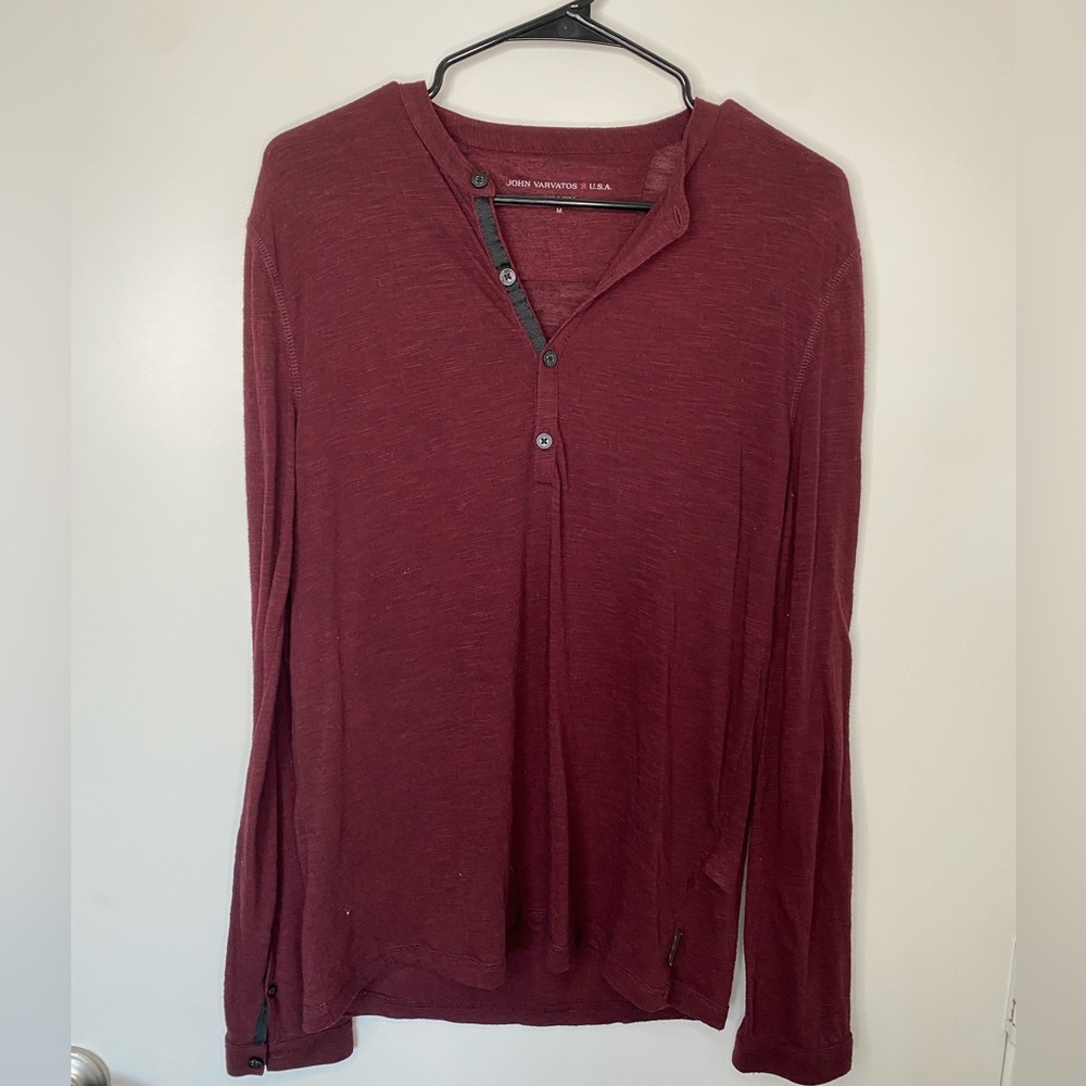 JOHN VARVATOS burgundy Men long sleeve shirts